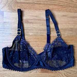 Stella McCartney very sexy dark blue silk lace wired bra! Size 36D, fits 36C-34D